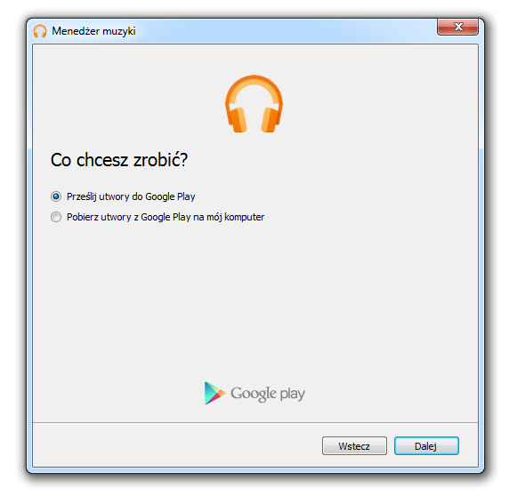 Menedżer muzyki Google Play - pierwsze uruchomienie