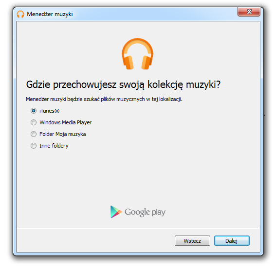 Menedżer muzyki Google Play - wybór kolekcji muzycznej