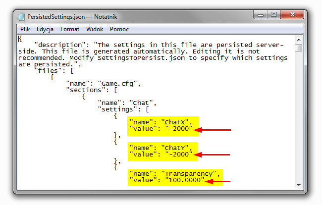 Zmiany w pliku PersistedSettings.json