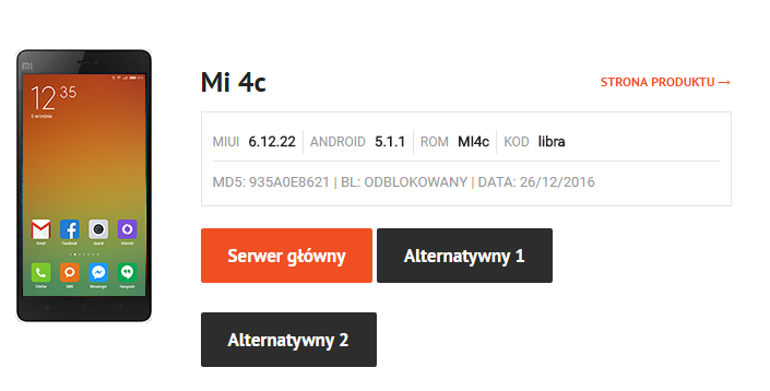 Wybierz MIUI Polska dla Mi 4c