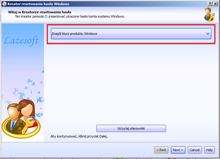Odzyskiwanie klucza produktu Lazesoft