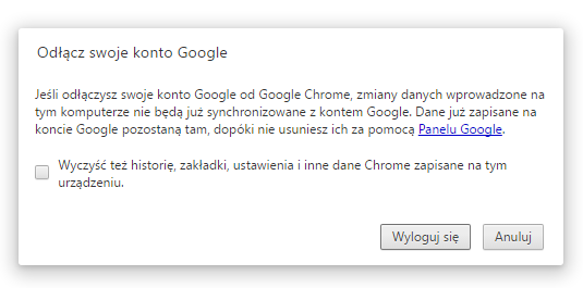 Odłączanie konta Google z Chrome