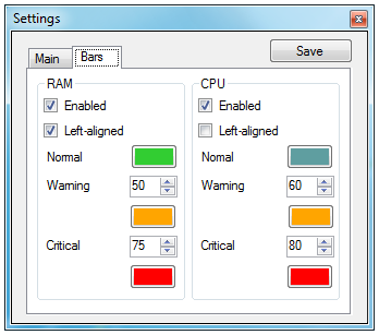 RAM CPU Taskbar