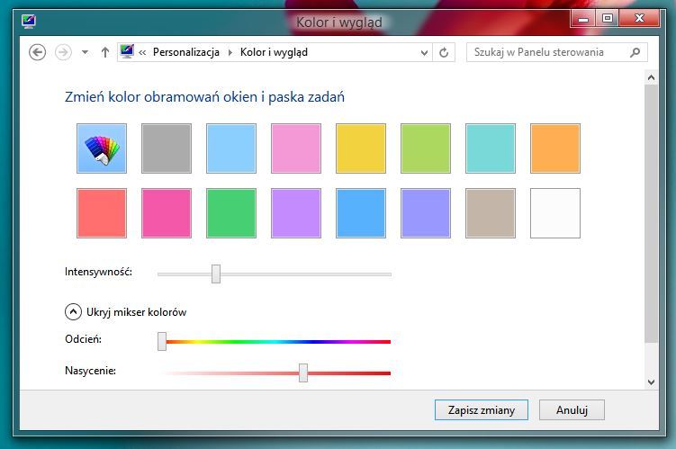 Windows 8 - ustawienia kolorów