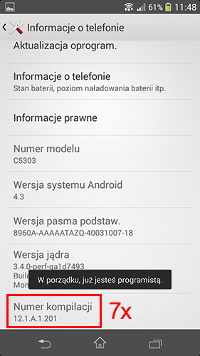 Numer kompilacji w Androidzie
