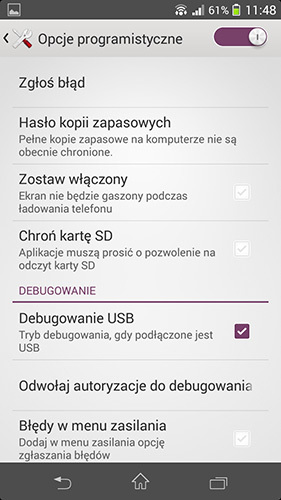 Włącz debugowanie USB w Androidzie