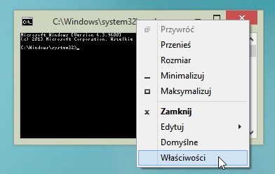 Wywoływanie właściwości wiersza polecenia