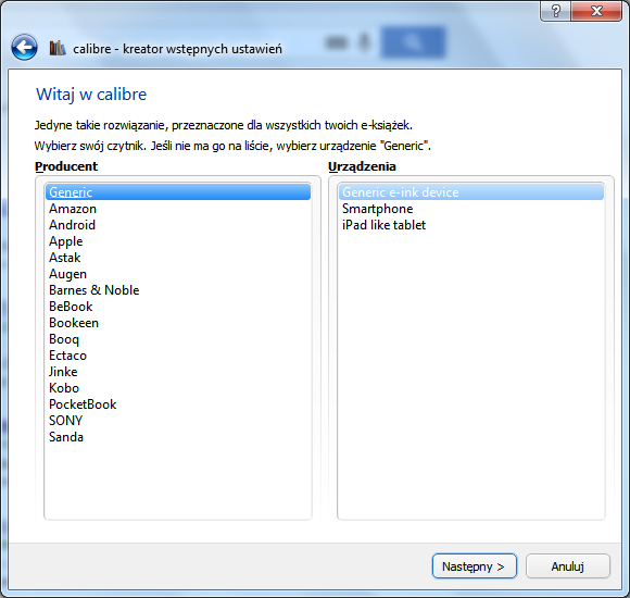 Calibre - konfiguracja