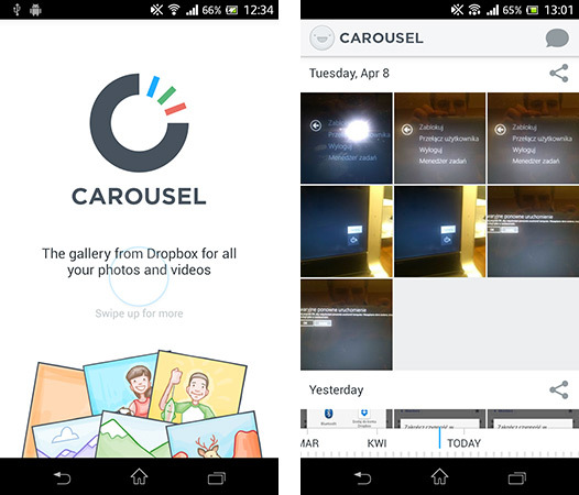 Carousel - ekran główny aplikacji