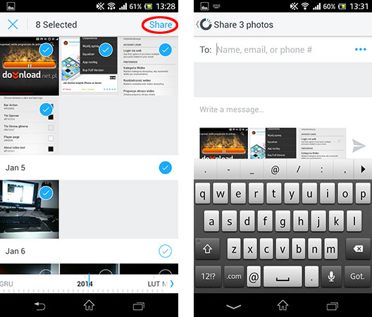Zaznaczanie i dzielenie się zdjęciami