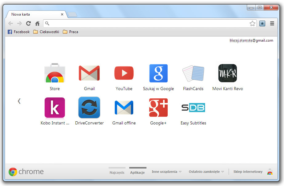 Chrome - stara strona startowa