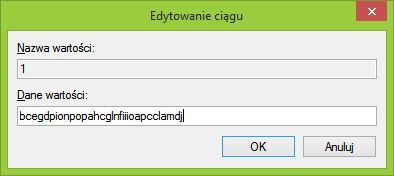 Dodawanie identyfikatora rozszerzenia do nowego ciągu