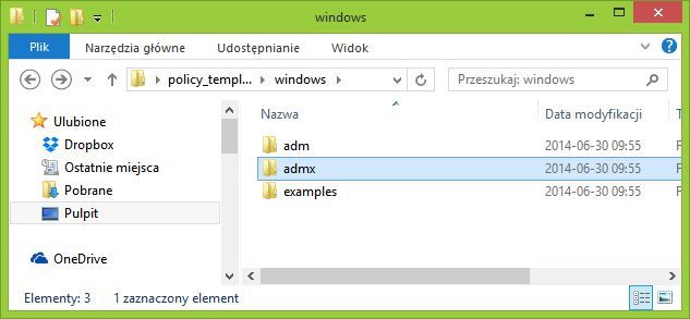 Zawartość pobranego folderu policy_templates dla Chrome 35