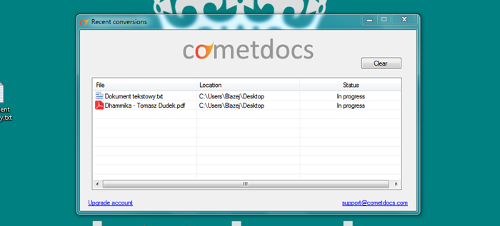 Cometdocs - status konwersji
