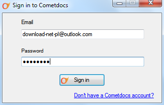 Cometdocs - logowanie do programu