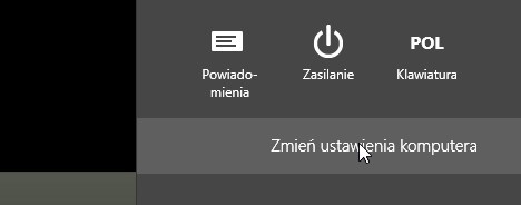 Przejście do ustawień w Windows 8.1