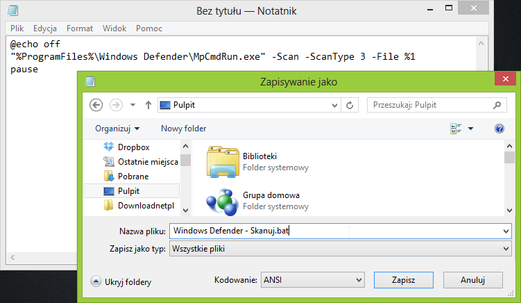 Tworzenie pliku BAT w Notatniku