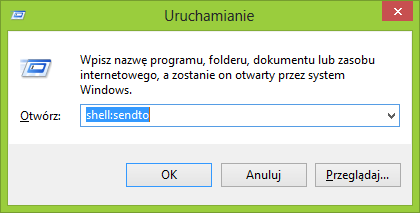 Wywoływanie folderu Wyślij Do