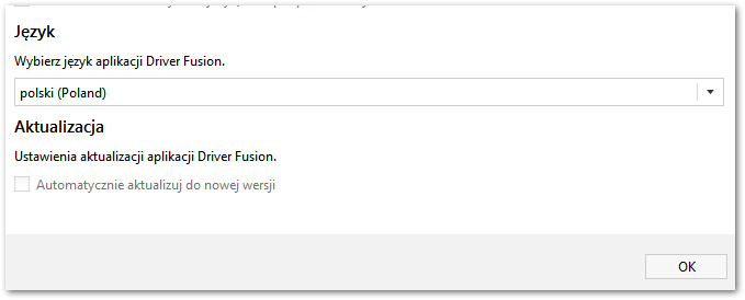 Driver Fusion - wybór polskiego języka