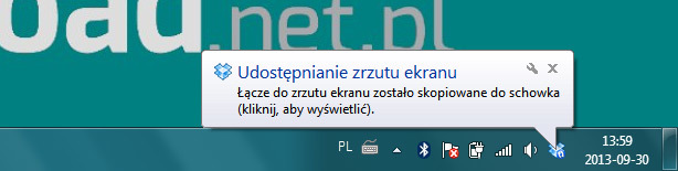 Dropbox - automatycznie kopiowanie linku do zrzutu