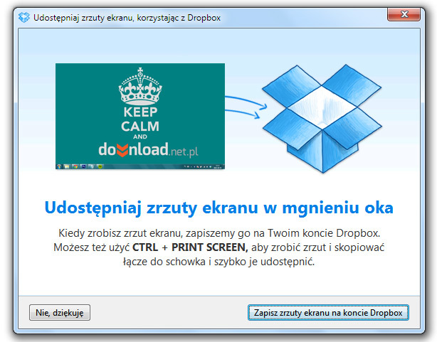 Dropbox - zapisywanie zrzutów w chmurze