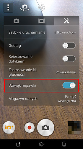 Wyłączanie dźwięku migawki w Androidzie 