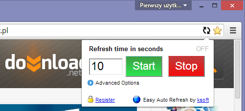 Easy Auto Refresh - ustawianie odstępu czasu