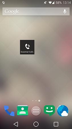 Widget Essential Calls na ekranie głównym