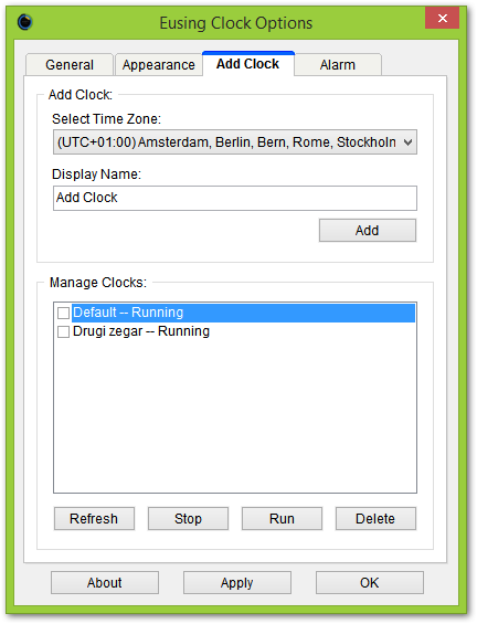 Eusing Clock - dodawanie nowych zegarów