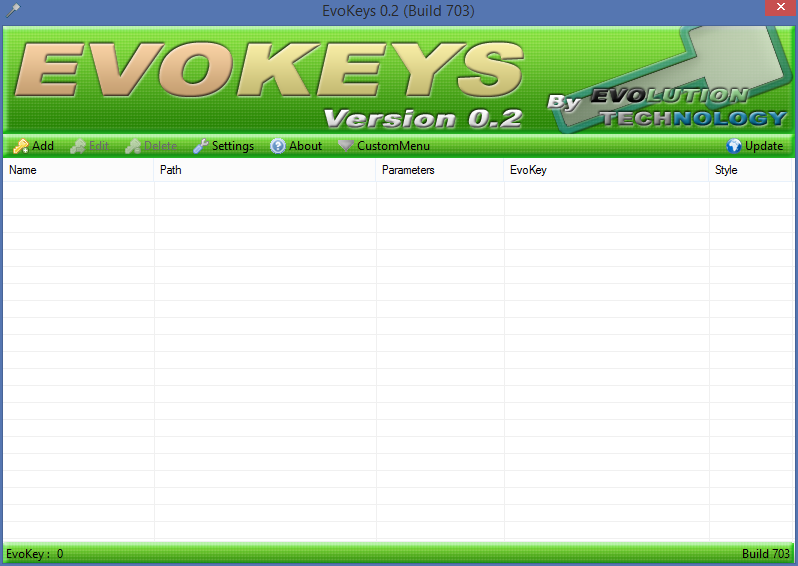 Evokeys - okno aplikacji