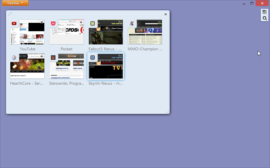 Firefox - ekran grupowania kart