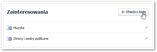 Lista zainteresowań na Facebooku