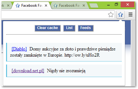 Przeglądanie postów w Facebook Favorite