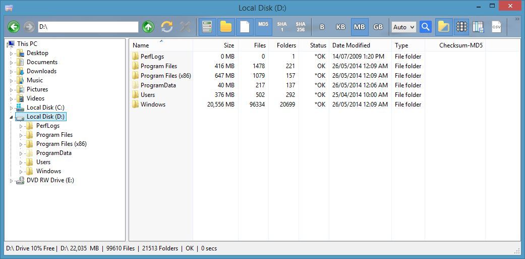 Folder Size Explorer - główne okno programu