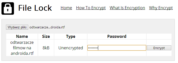 File Lock - szyfrowanie pliku