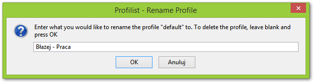 Profilist - zmiana nazwy profilu