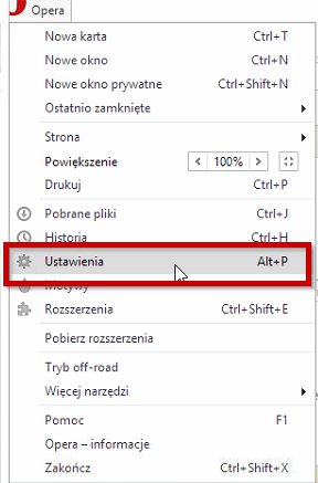 Przechodzenie do opcji w Operze