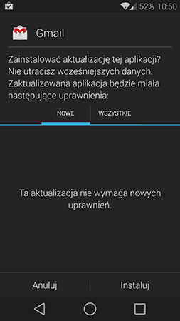 Gmail - ręczne instalowanie aktualizacji