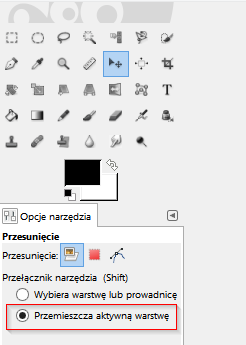 GIMP - opcje narzędzia przesuwania