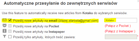 Przesyłanie subskrypcji RSS na maila w InoReader