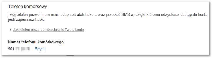 Google - konfiguracja telefonu komórkowego