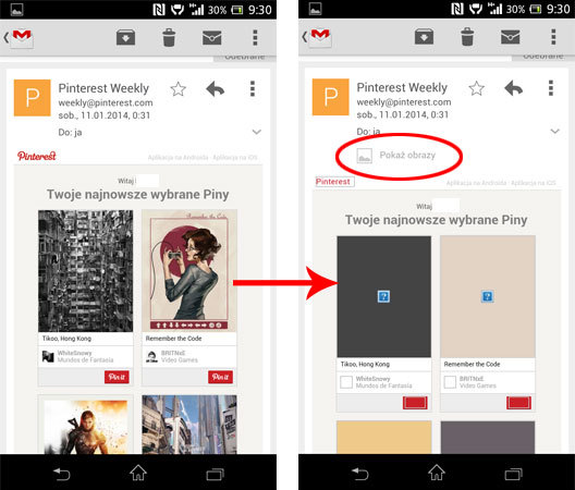 Gmail - jak przywrócić przycisk Pokaż obrazy