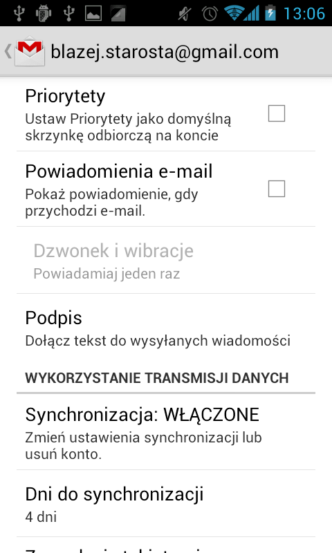 Wyłączenie wszystkich powiadomień na Gmailu