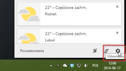 Przejście do ustawień powiadomień Chrome