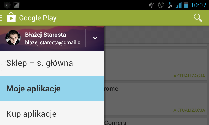 Google Play - Moje aplikacje - Android