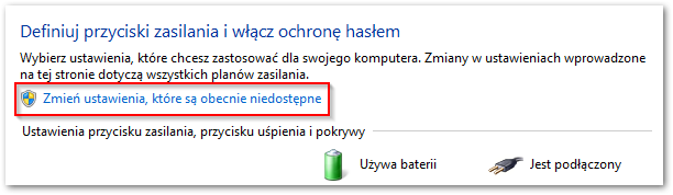 Włączenie edycji ustawień zasilania