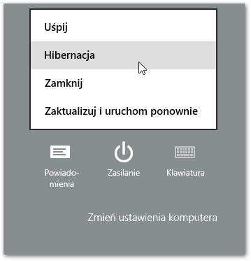 Hibernacja w opcjach zasilania