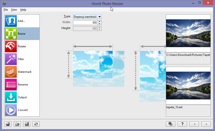 Hornil Photo Resizer - Zmiana rozmiaru zdjęć