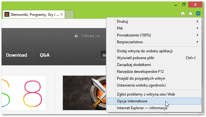 Internet Explorer - opcje internetowe