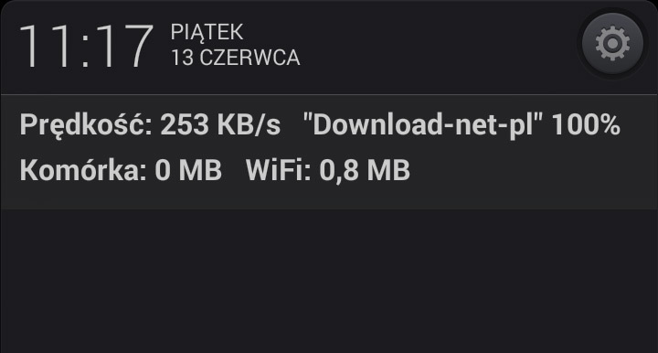 Internet Speed Meter Lite - szczegóły w panelu powiadomień